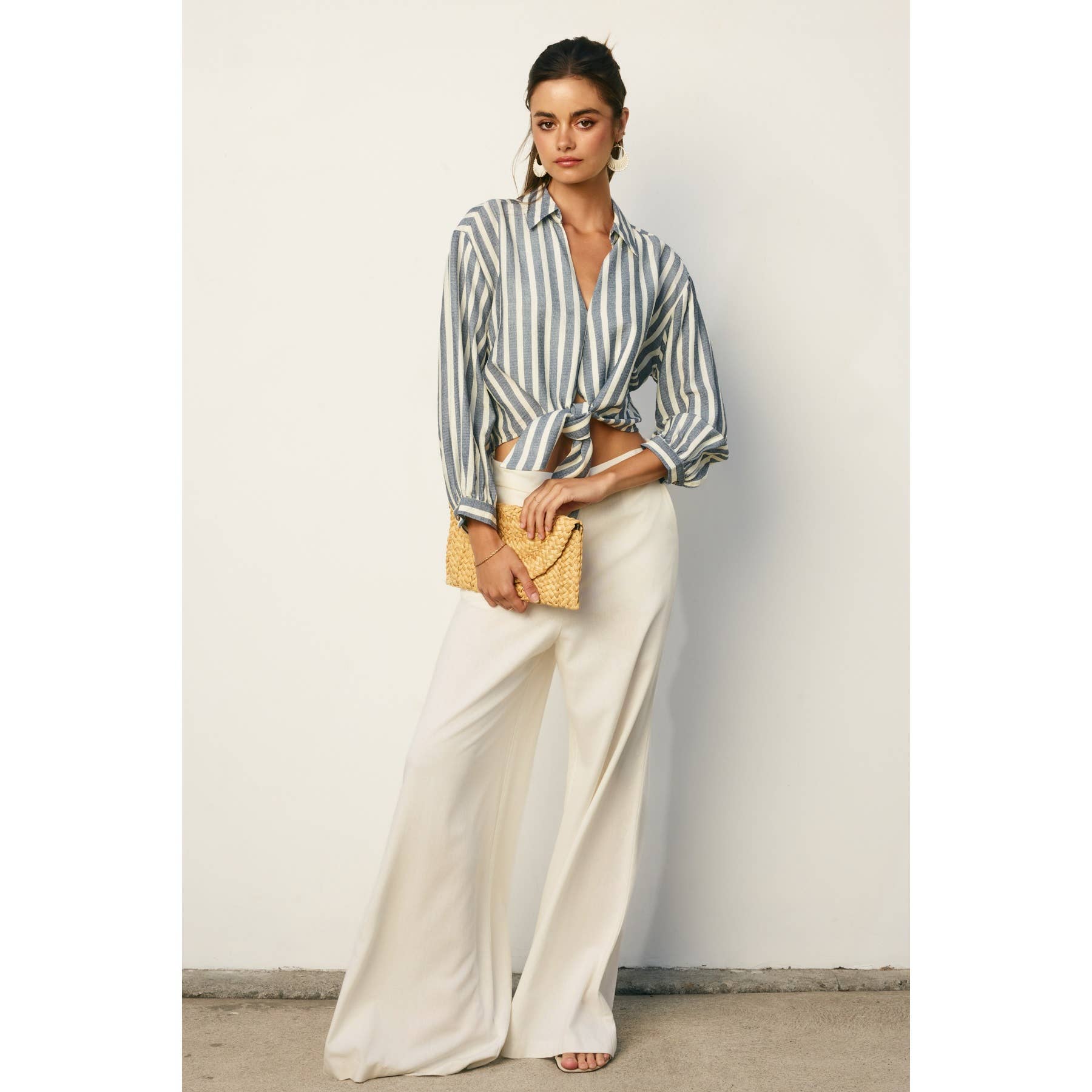 Dress Forum Nautical Stripe Knot Front Shirt